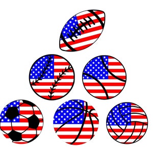6-PNG en SVG voetbal basketbal honkbal voetbal volleybal tennis Amerikaanse vlag sport ballen bundel Instant Download gesneden bestanden Laser Cricut