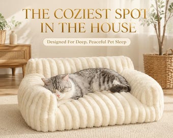 Sofá-cama macio e aconchegante para gatos e cães de pequeno porte, ideal para um sono profundo e reparador. Lavável e confortável, perfeito para uso interno.
