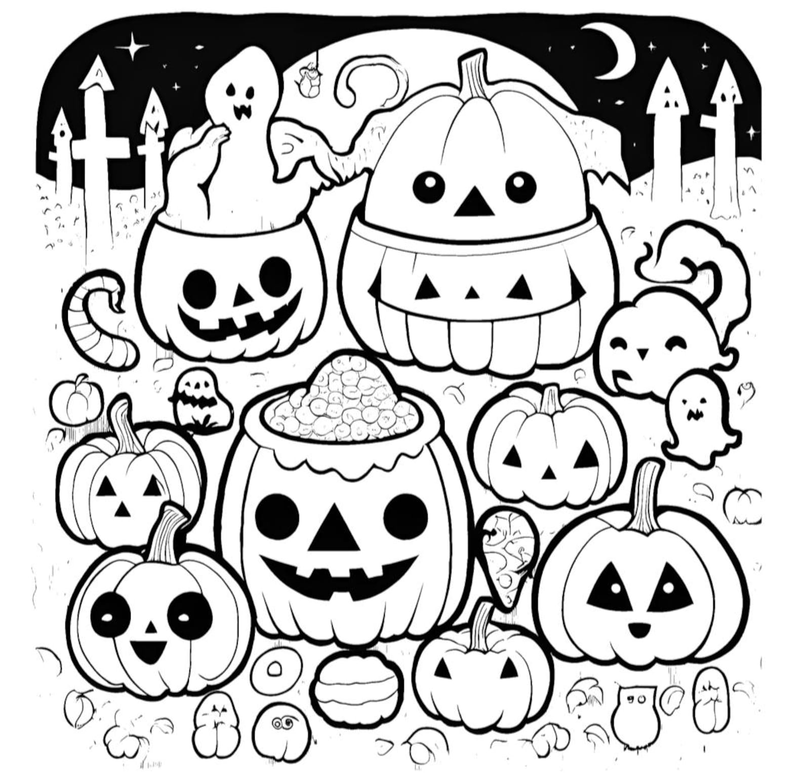 Cute Printable Halloween Coloring Pages for Kids 12 Unique Pages - Etsy ...