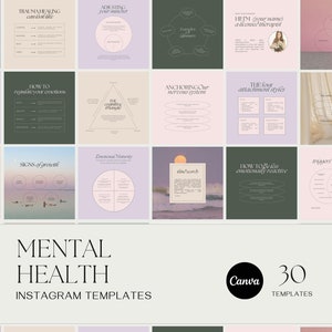 Mental Health Coach Kit Psychology Feed Instagram Template Therapist Instagram Post Templates Canva Templates Holistic Coach Template Canva