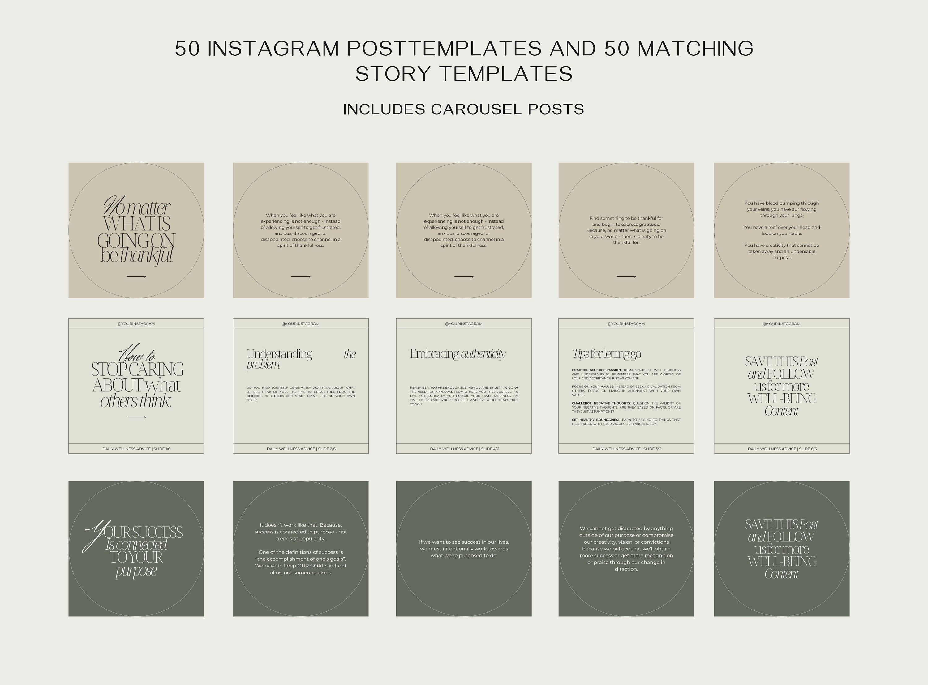 Wellness Coach Instagram Templates: Canva Social Media Posts (digital ...