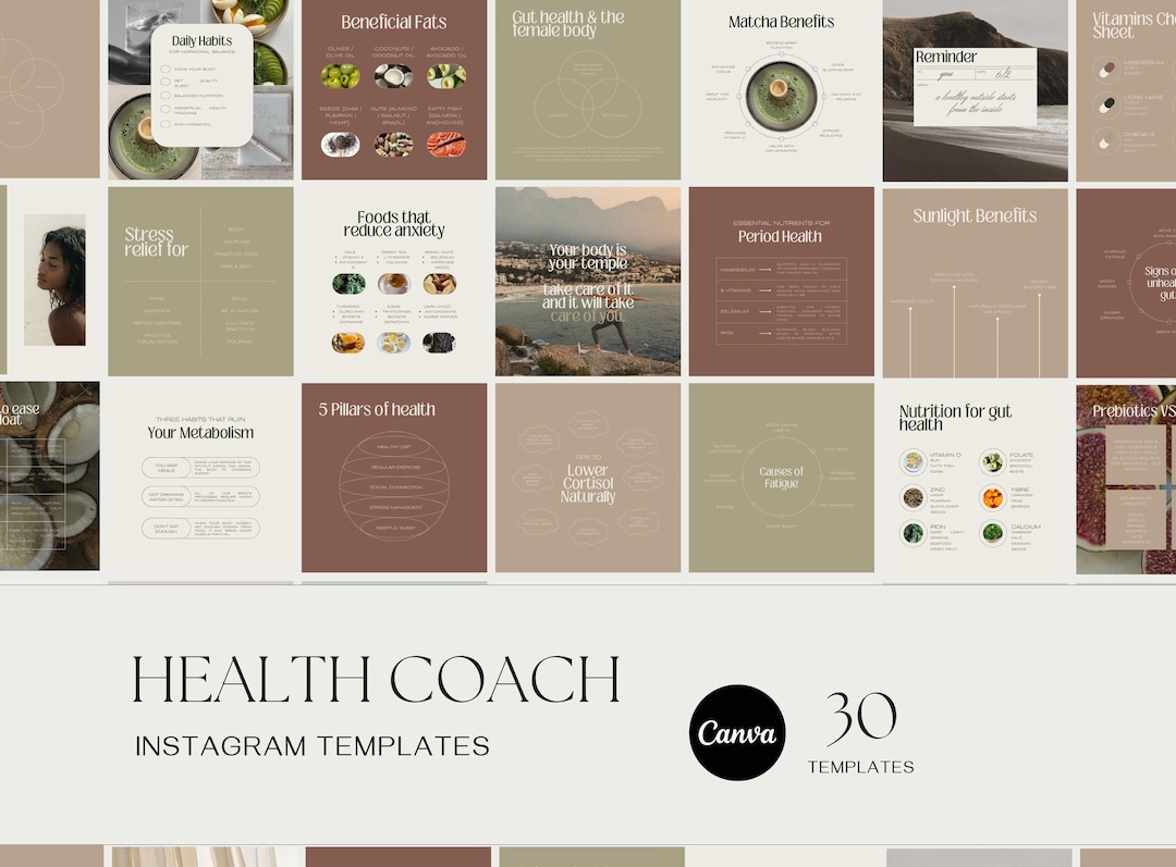 Health Coach Instagram Templates: Wellness & Nutrition (canva) IG Post ...
