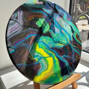 Resin Wall Art Round Panel - 35 cm Abstract Acrylic Painting on MDF, Epoxy Resin Wall Decor for Living Room, Kitchen, Housewarming Gift