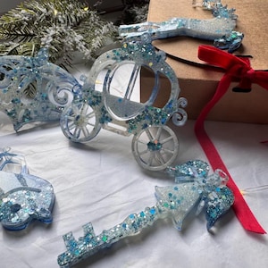 Glitter Resin Ornamente - Handgefertigter Weihnachtsbaumschmuck | Elegantes Weihnachtsgeschenk Set, Epoxidharz Kunst