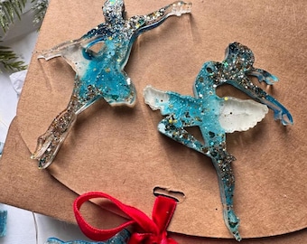 Epoxy Resin Christmas Ornaments – Handcrafted Holiday Decor | Sparkling Glitter Set of 2–6 Pieces