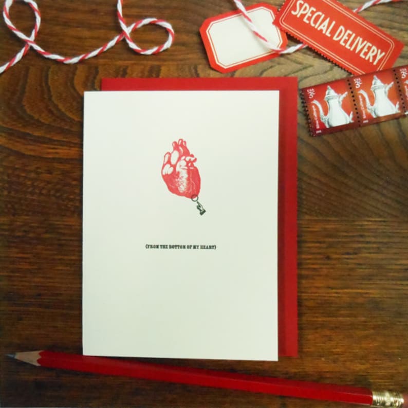 love letterpress from the bottom of my heart greeting card pack of 6 perfect for thank you sympathy