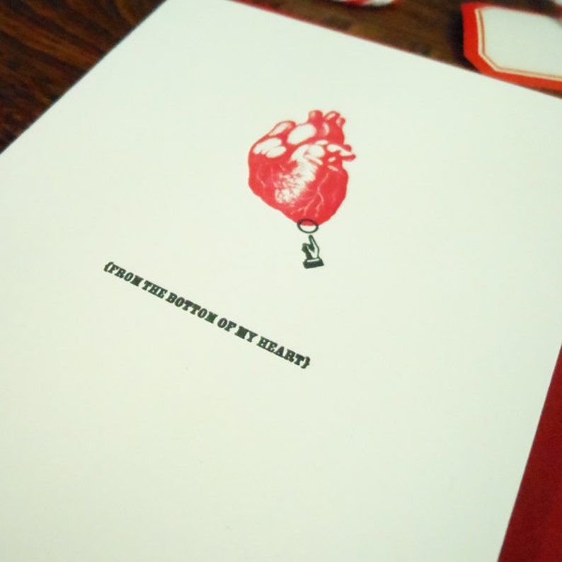 love letterpress from the bottom of my heart greeting card pack of 6 perfect for thank you sympathy