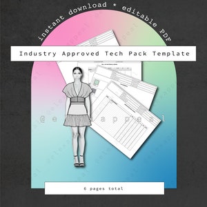 PRE-FILLED Fashion Tech Pack Template PDF + Ai File | Editable Instant Digital Download Beginner Friendly Illustrator Canva Template