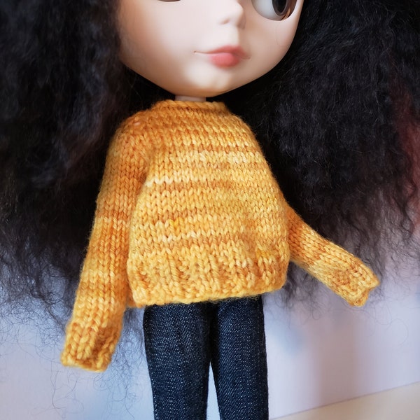 Blythe Bridget Sweater fingering weight knitting PATTERN long-sleeved doll sweater - instant download - permission to sell finished objects