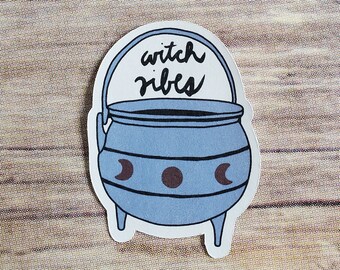 witch vibes cauldron sticker -halloween black magic potion spell toil trouble original art cute eco planner -5cm -2 inch -paper no plastic