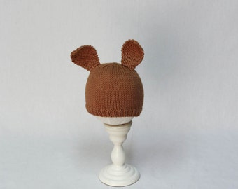 Minimalist Baby Bunny Hat knitting PATTERN - cute stocking cap hat with bunny ears for baby  - permission to sell finished items