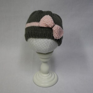 Bow/Band Hat knitting PATTERN - cute stocking cap hat with bow or bobble for baby or child - permission to sell finished items