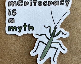 Meritocracy Is A Myth Mantis sticker