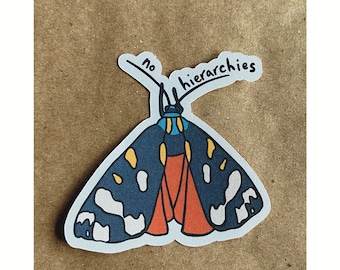 no hierarchies moth sticker