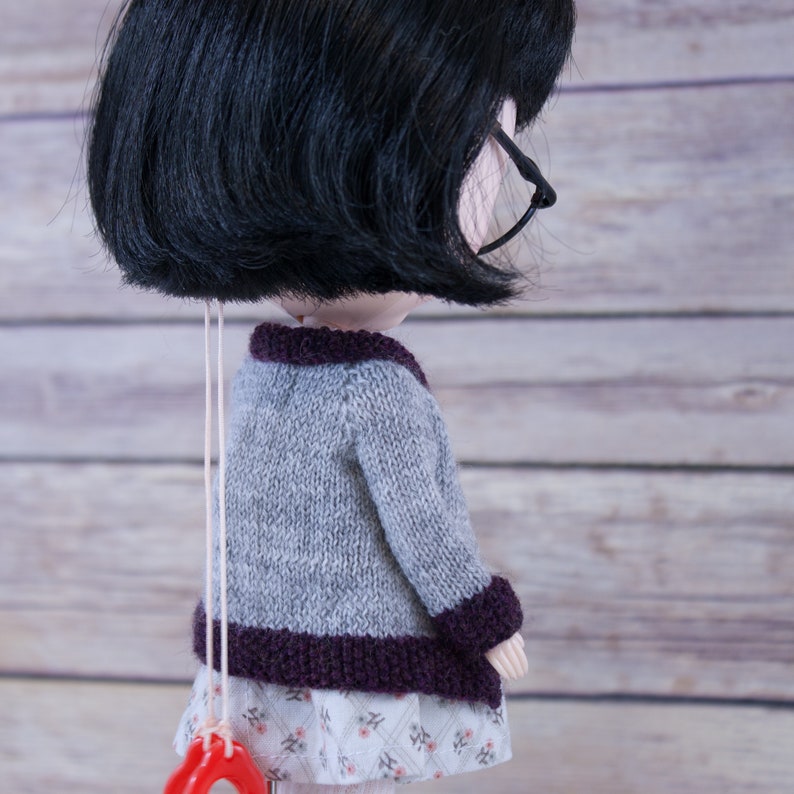 Blythe doll Joy Coat knitting PATTERN cute long sleeve sweater coat cardigan trim instant download permission to sell finished items image 7