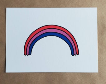 bisexual bi pride flag rainbow original art print 5x7 or 8x10