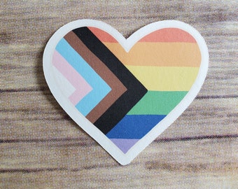 rainbow progress pride flag heart sticker