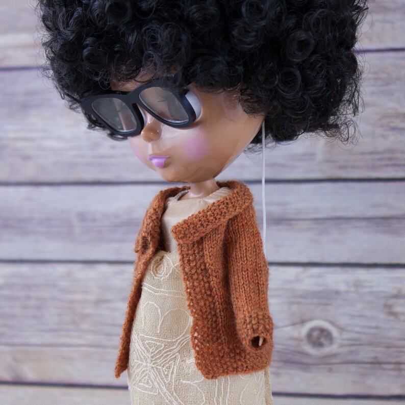 Blythe doll Joy Coat knitting PATTERN cute long sleeve sweater coat cardigan trim instant download permission to sell finished items image 5