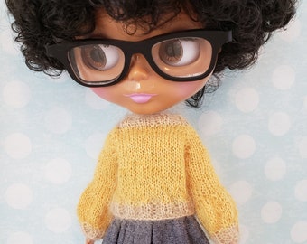 Blythe doll Davenport Sweater knitting PATTERN - doll cuffed bell sleeve top for Neo - instant download - permission to sell finished items