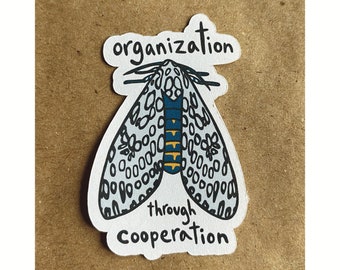 organization through cooperation moth sticker