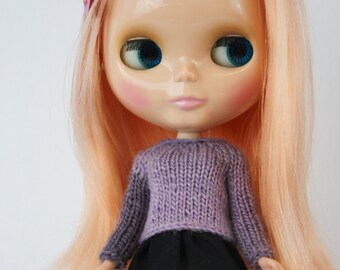 Blythe fitted fingering weight sweater knitting PATTERN long-sleeve doll cardigan - instant download - permission to sell finished objects