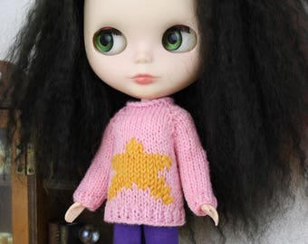 Blythe doll Star Points Sweater knitting PATTERN - cute pullover style star sweater - instant download - permission to sell finished items