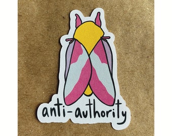 anti-authority moth sticker