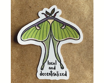 local and decentralized moth sticker