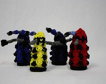 Dalek Doctor Who Finger Puppet knitting PATTERN - instant download  - permission to sell finished items