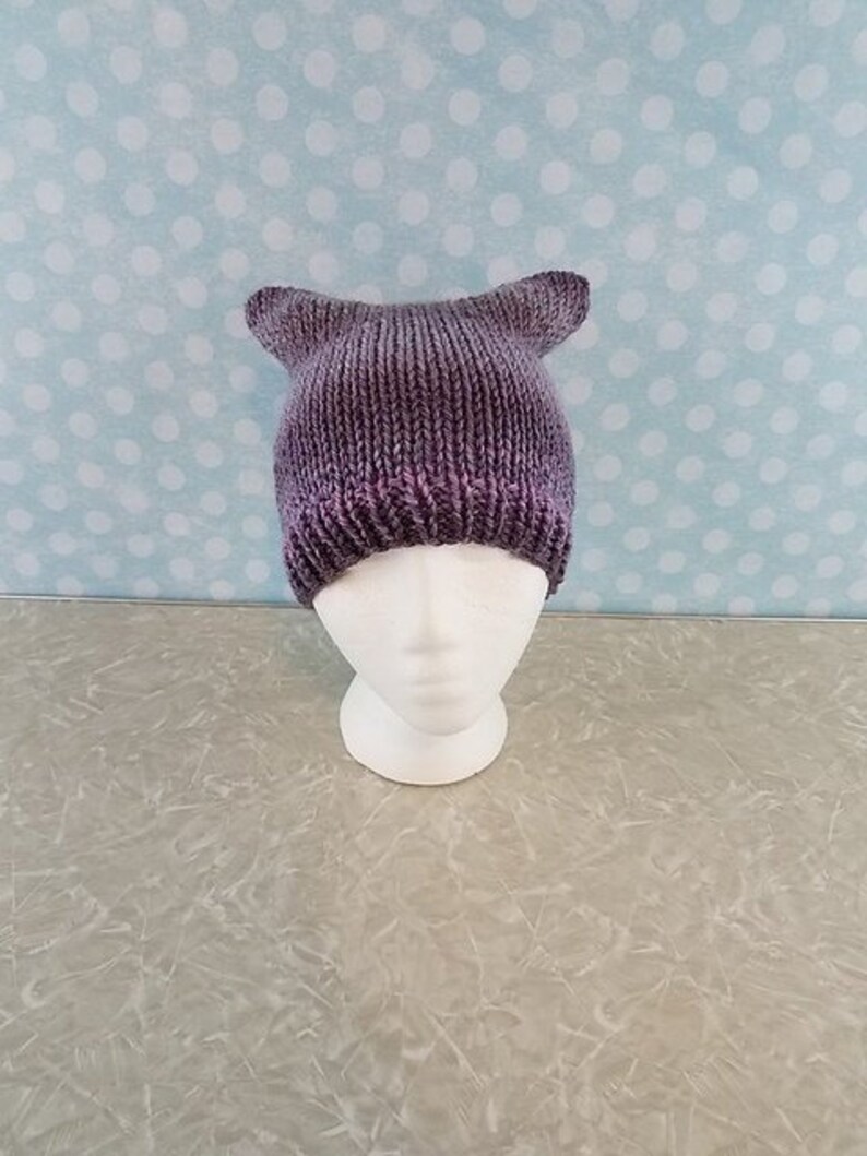 cute bulky knit stocking hat with ears multiple sizes baby to adult permission to sell finished items Easy Ears Hat knitting PATTERN