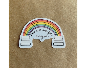libraries are for everyone rainbow book stack sticker