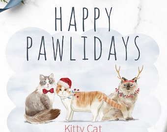 Christmas Cat Pet Sitter Report Cards - Dog Sitting - Cat Sitting - Pet Business Printable - Pre-Made Design - Pet Care Cards - Holiday Pets