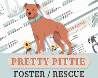Pretty Pittie Foster / Rescue Pet Report Card - Rescue - Pet Foster - Pets - Printable - American Pit Bull Terrier - Dog - Canine