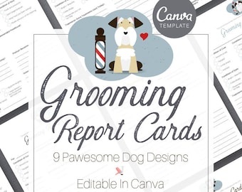 Ready To Edit Pet Grooming Report Card CANVA Template - Pet Groomers - Canva - Pet Business Printable - PreMade Design - Dog - Spa - Groomer