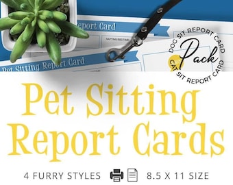 4 Pet Sitting Report Card Templates - Dog Sitting - Cat Sitting - Pet Business Printable - Pre-Made Design - Report Card - Pet Parents