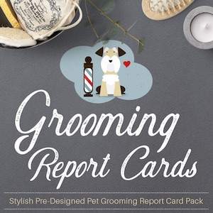 Stylish Pet Grooming Report Card Pack - Pet Groomers - Pet Business Printable - Pre-Made Design - Pet Report Cards