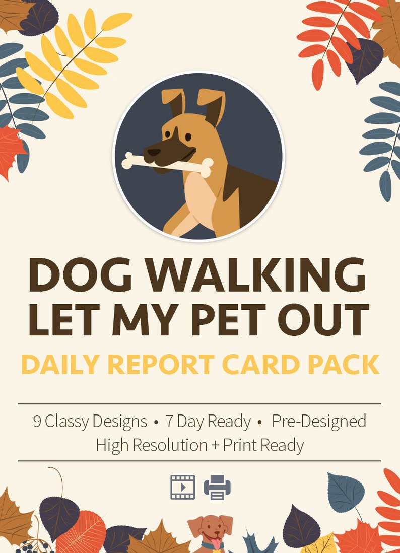 Dog Walking Let My Pet Out Daily Pet Report Card Pack Dog Etsy