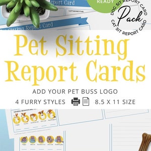 Plantilla de boleta de calificaciones para mascotas - Cuidado de perros - Cuidado de gatos - Negocio de mascotas imprimible - Diseño prefabricado - Canva Friendly - Tarjetas para el cuidado de mascotas
