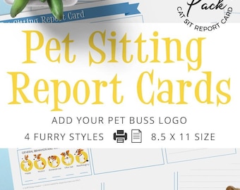 Pet Sitting Report Card Template  - Dog Sitting - Cat Sitting - Pet Business Printable - Pre-Made Design - Canva Friendly - Pet Care Cards