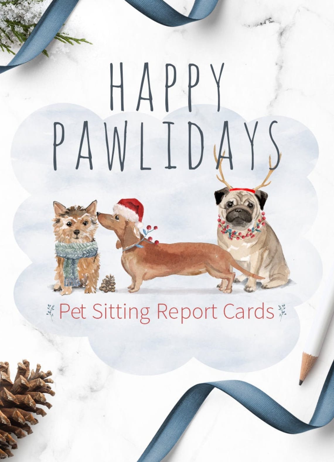 Christmas Pet Sitter Report Card Dog Sitting Dog Sitter Etsy UK
