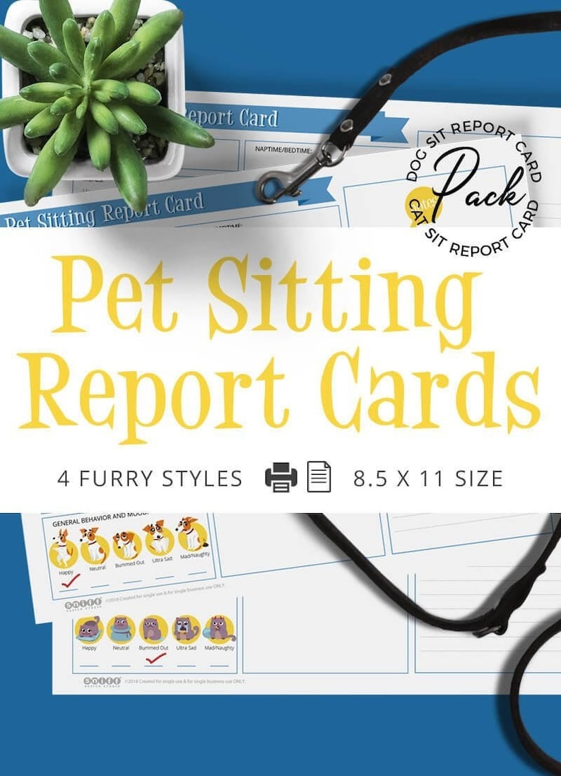 4 Pet Sitting Report Card Templates Dog Sitting Cat Sitting Pet ...