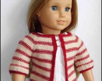Matilda Cardigan - pull en tricot motif pour 18" American Girl poupées - poupée de vêtements tendance - téléchargement en format PDF