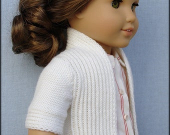 Amelie Open-Front Cardigan - PDF Knitting Pattern For 18" American Girl Dolls - Instant Download