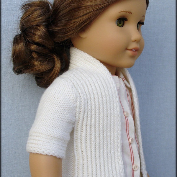 Amelie Open-Front Cardigan - PDF Knitting Pattern For 18" American Girl Dolls - Instant Download