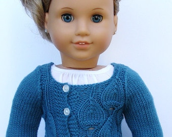 Eva Cardigan pull - patron de tricot PDF pour 18" poupées American Girl - téléchargement immédiat