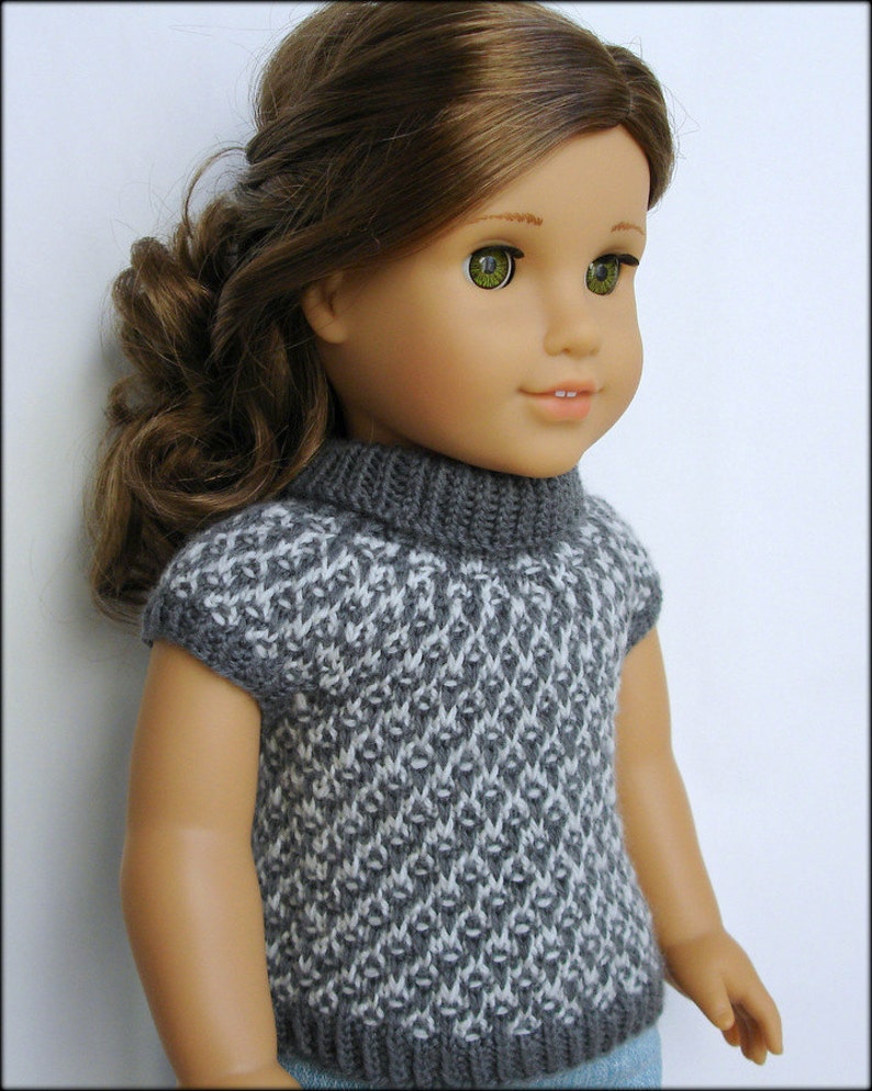 Gwen Slip Stitch Turtleneck With Cap Sleeves PDF Knitting Pattern For 18 American Girl Dolls Instant Download image 2