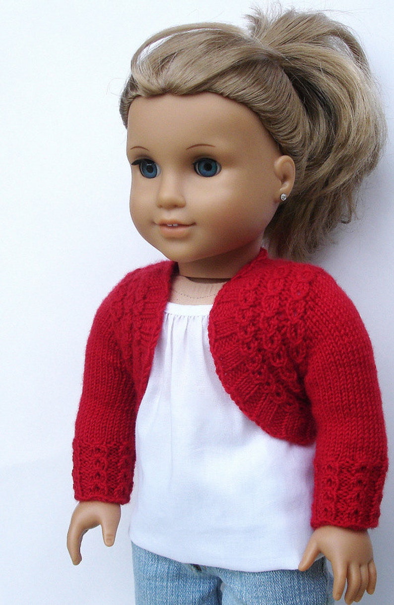 Charlotte Bolero Sweater PDF Knitting Pattern For 18 American Girl Dolls Seamless Doll Clothes Pattern Instant Download image 2