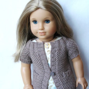 Pip Round Yoke Cardigan With Pockets PDF Knitting Pattern For 18 American Girl Dolls Instant Download image 4