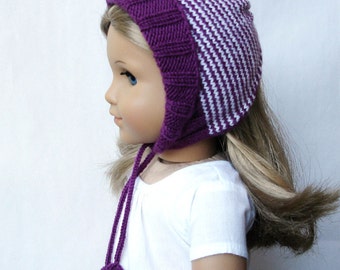 Fleur Hat - PDF Knitting Pattern For 18" American Girl Dolls - Doll Clothes Pattern - Instant Download