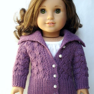 Helena Lace Cardigan Sweater - PDF Knitting Pattern For 18" American Girl Dolls - Doll Clothes Pattern - Instant Download